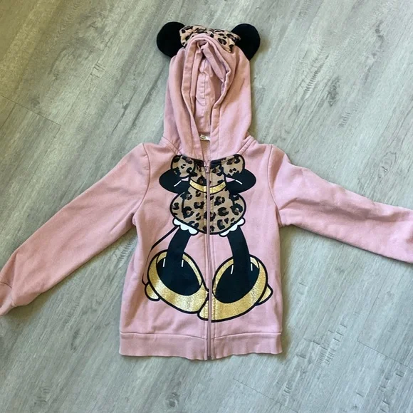 Disney H&M Pink Minnie Mouse hooded zip up jacket size 6/7